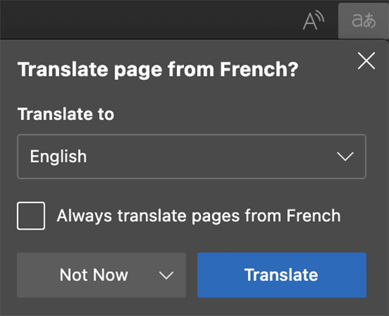 Browser language translation requester from Chrome
